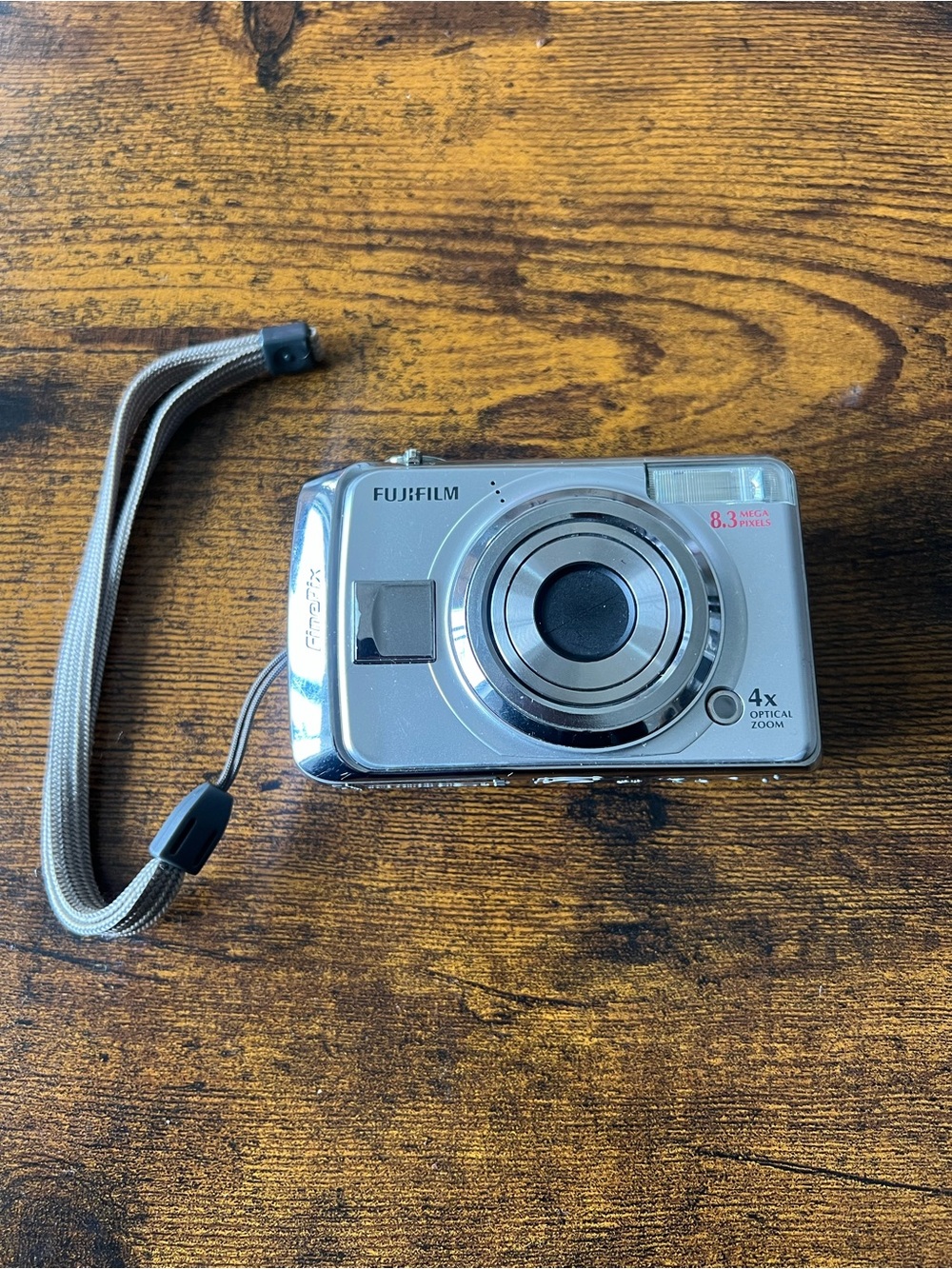 Fujifilm Silver Compact Point-and-Shoot Camera with Wrist Strap